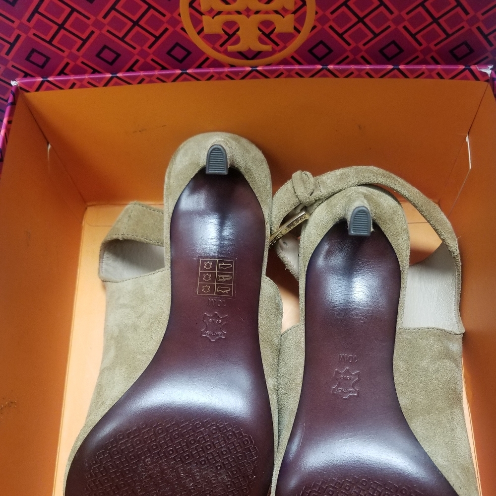 Tory Burch Brittania Suede Heels - Picture 5 of 5